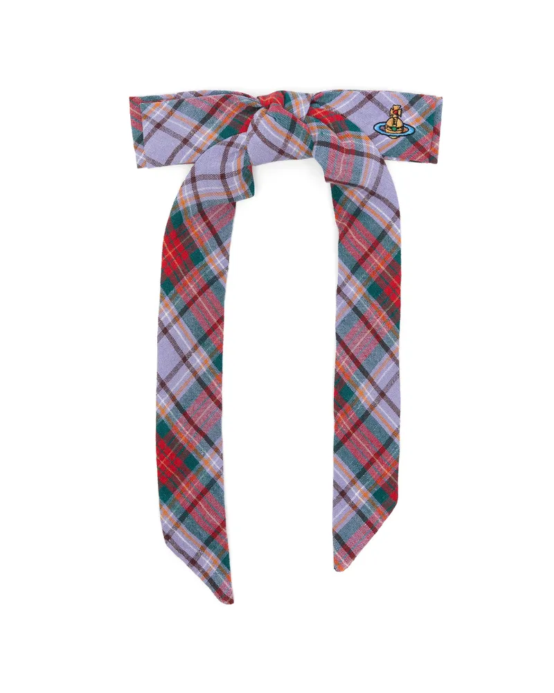 Vivienne Westwood Tartan-pattern Orb-detail Hair Clip Purple