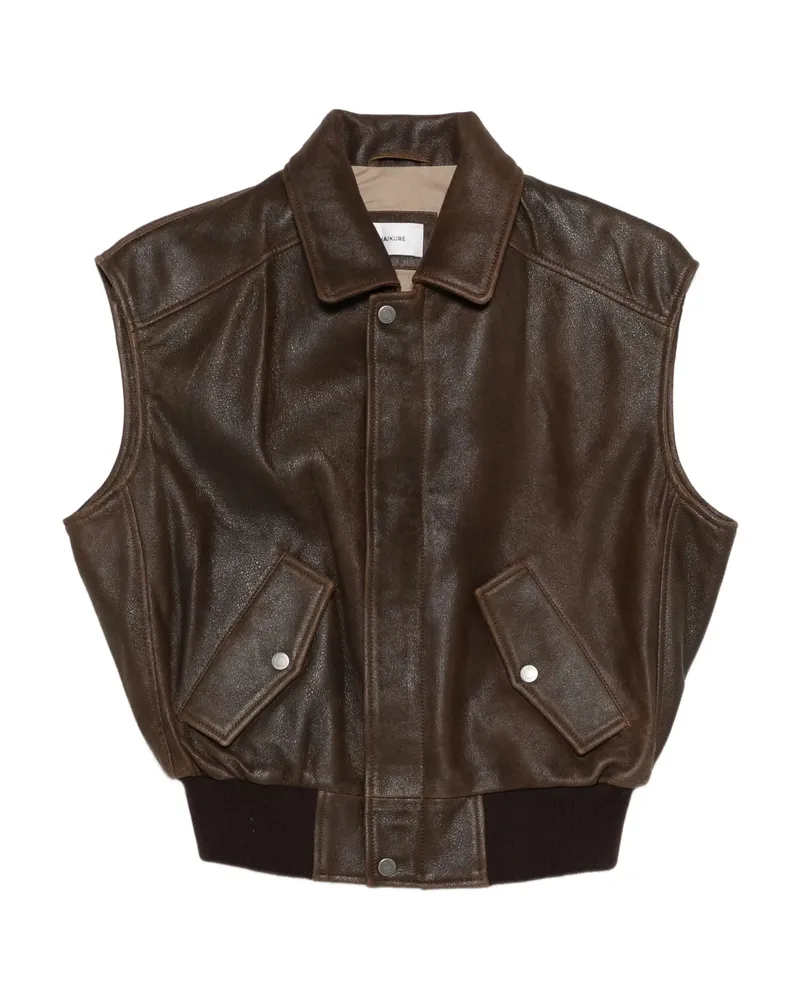 Haikure Leather Gilet Brown