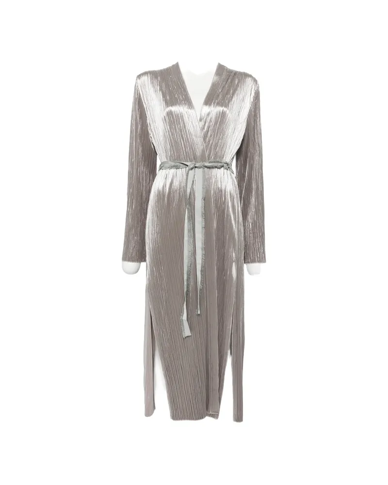 forte_forte Plissé-effect Belted Coat Grey