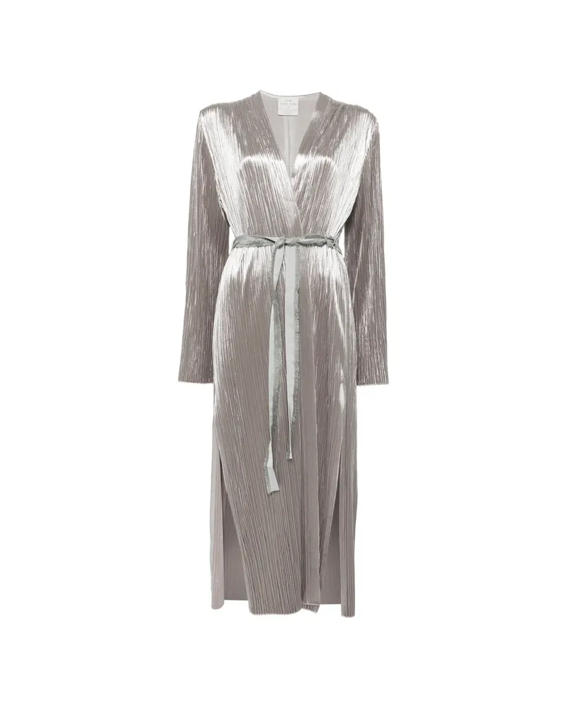 forte_forte Plissé-effect Belted Coat Grey