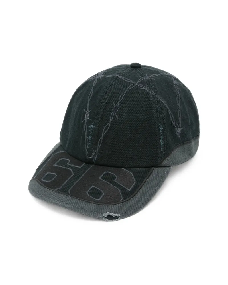Vans X Slam Jam Barbed-wire Distressed Baseball Cap Black