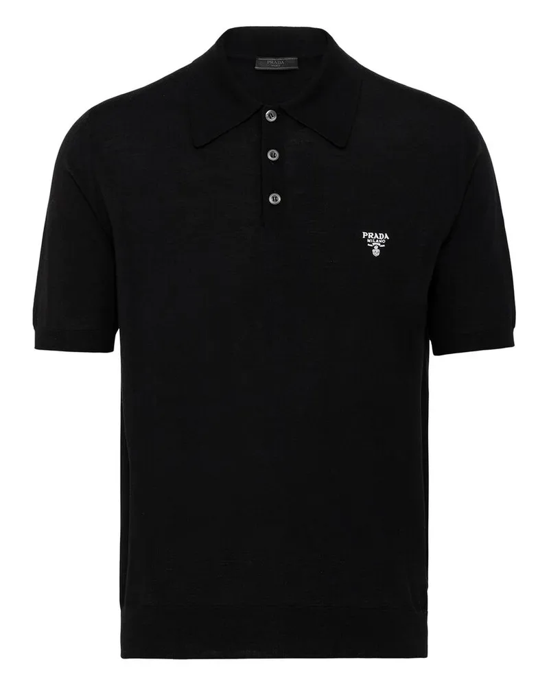 Prada Superfine Wool Polo Shirt Black