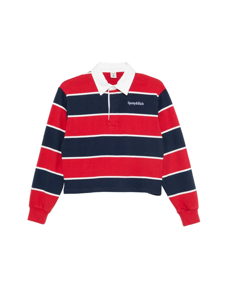 SPORTY & RICH Striped-pattern Polo Top Red