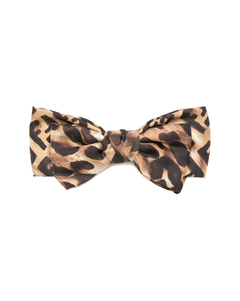 Fendi Leopard Print Bow Hair Accessory Brown