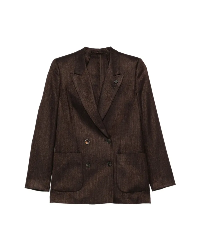 LARDINI Double-breasted Peaked-lapel Blazer Brown