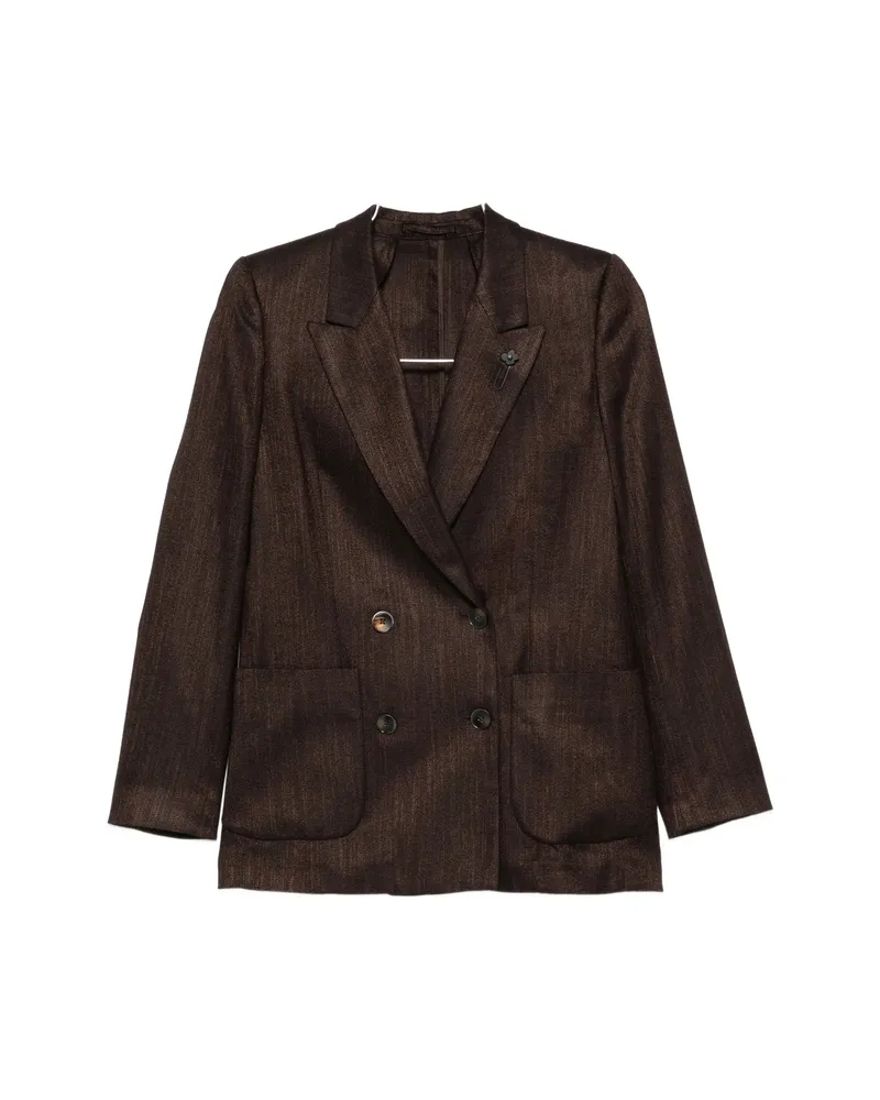 LARDINI Double-breasted Peaked-lapel Blazer Brown