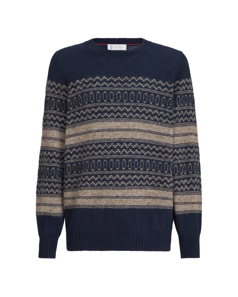 Brunello Cucinelli Nordic Jacquard Sweater Blue