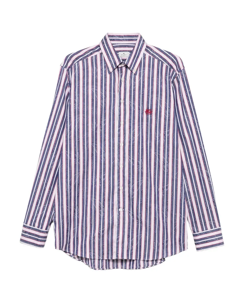 Etro Striped Floral Shirt Blue