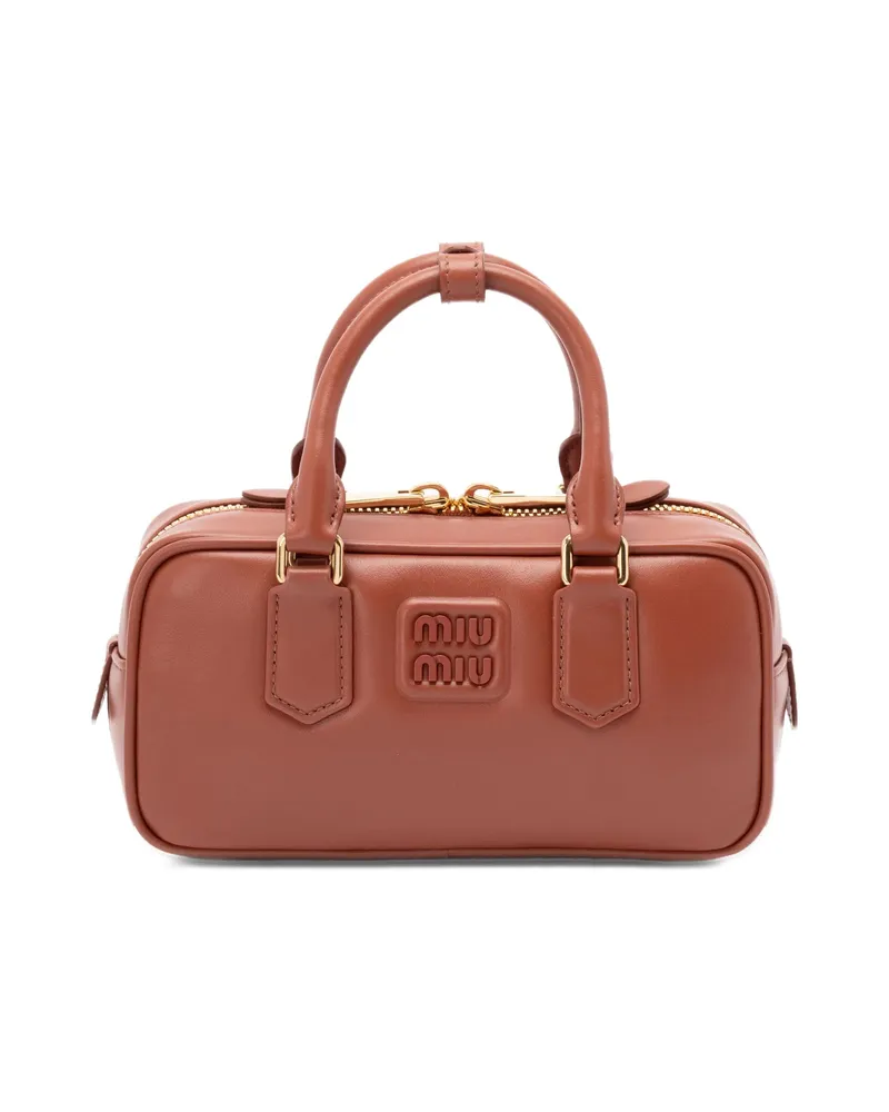 Miu Miu Arcadie Logo-plaque Top-handle Tote Bag Neutrals