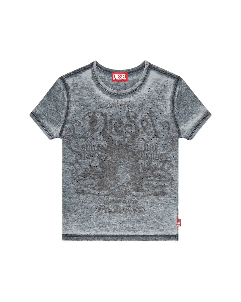 Diesel Strass-embellished Burnout T-shirt Grey