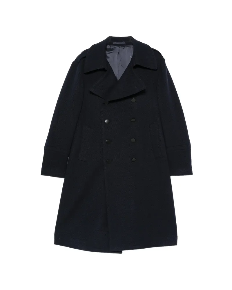 Tagliatore Double-breasted Twill-weave Coat Blue