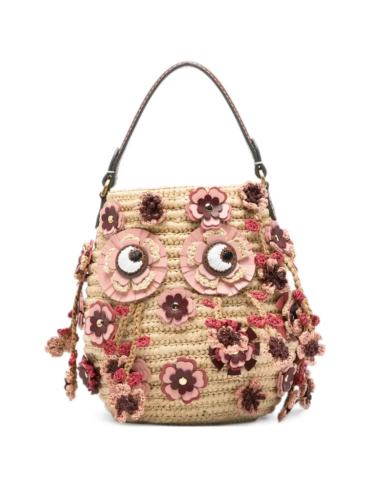 Anya Hindmarch Floral-embellished Mini Bag Neutrals