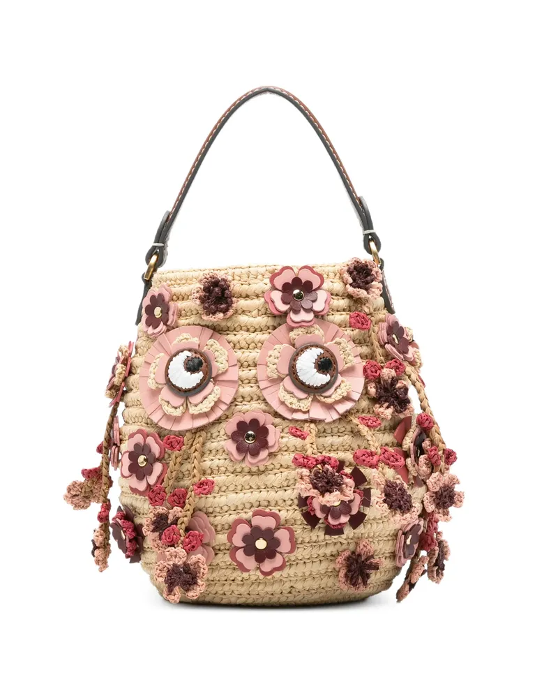 Anya Hindmarch Floral-embellished Mini Bag Neutrals