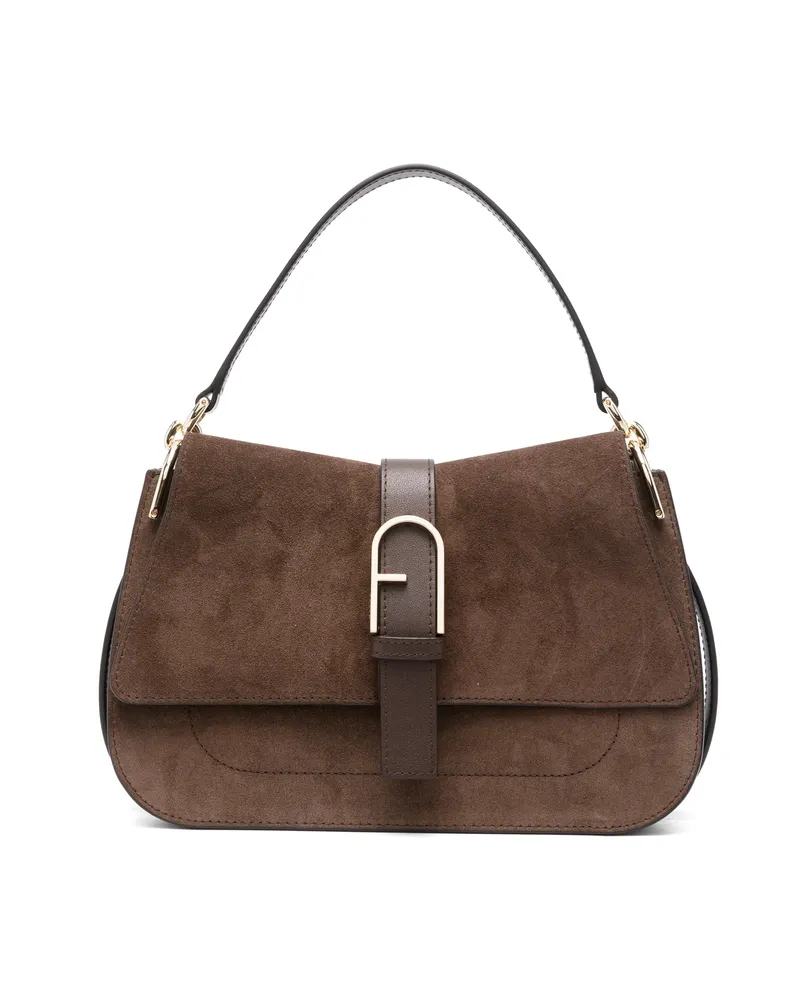Furla Suede Shoulder Bag Brown