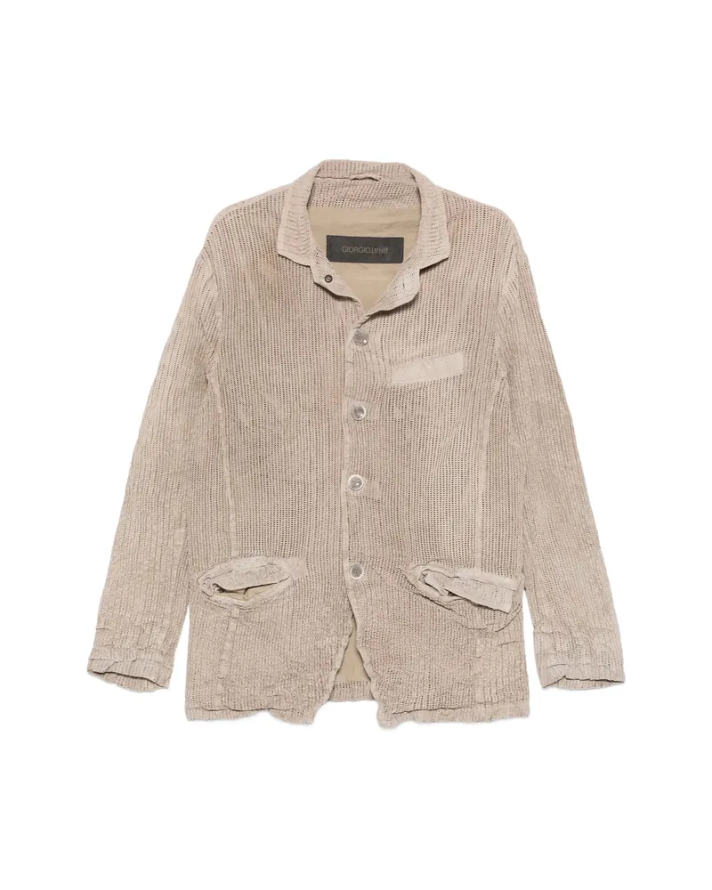 Giorgio Brato Buttoned Pocketed Leather Jacket Neutrals
