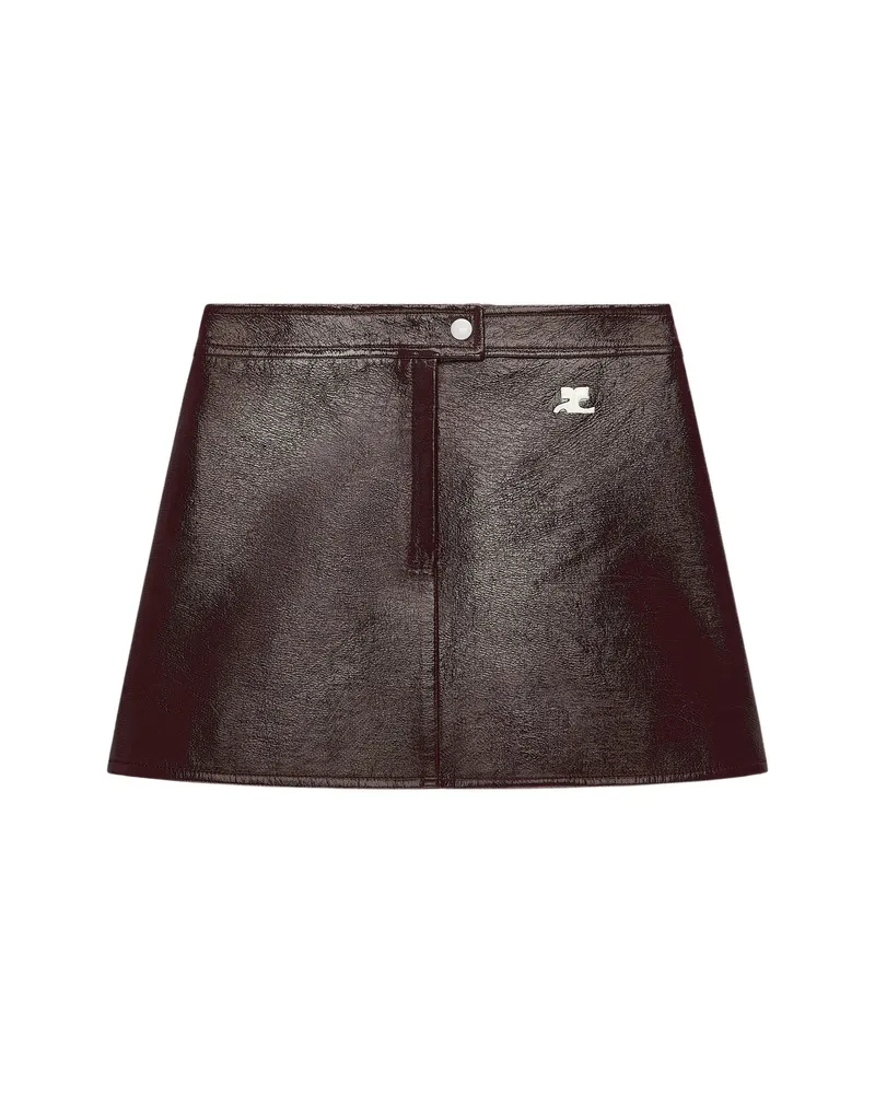 Courrèges Logo-patch Vinyl-effect Mini Skirt Red