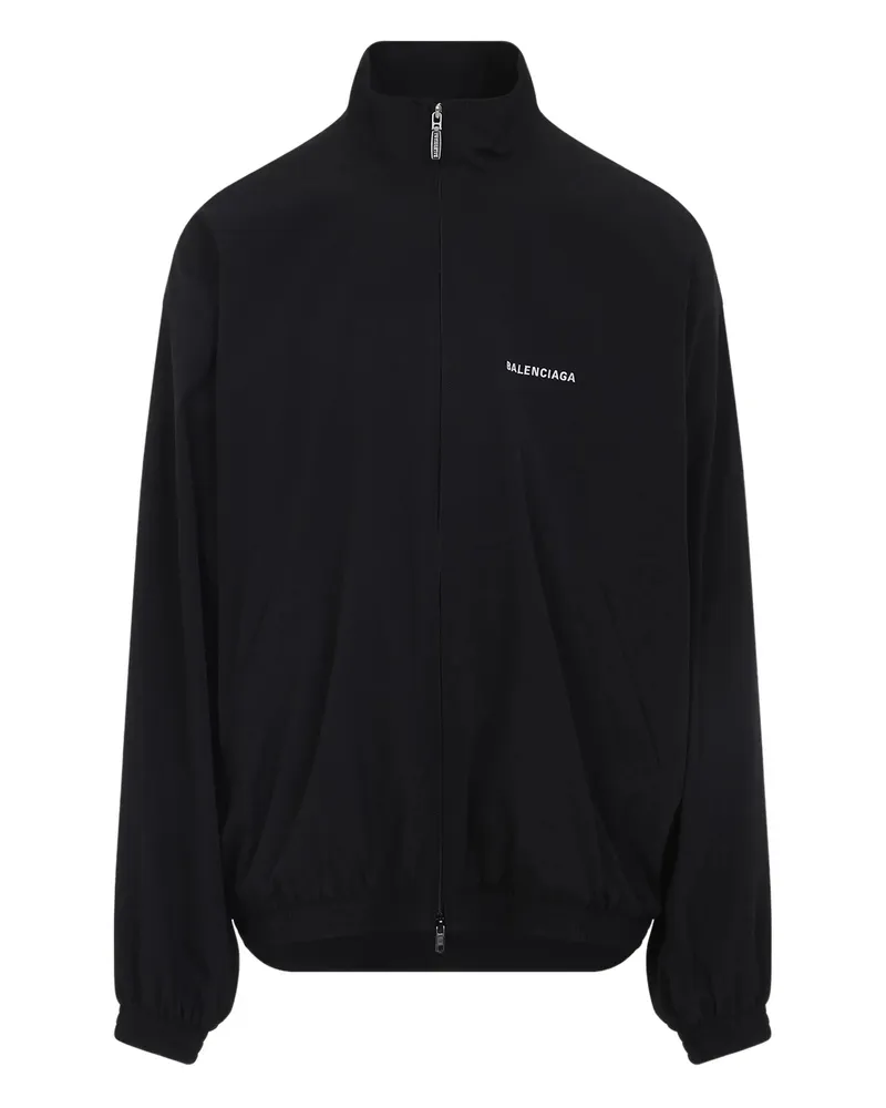 Balenciaga Logo-print Zip-up Jacket Black