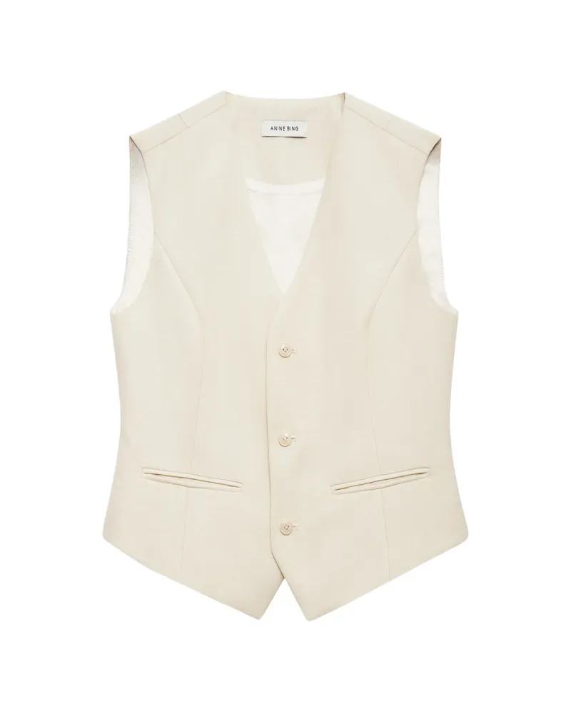 Anine Bing Mario Button V-neck Waistcoat Neutrals