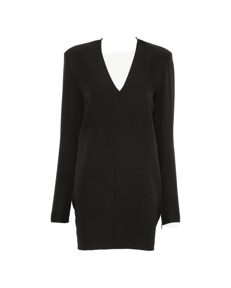 Federica Tosi Padded-shoulder V-neck Mini Dress Black