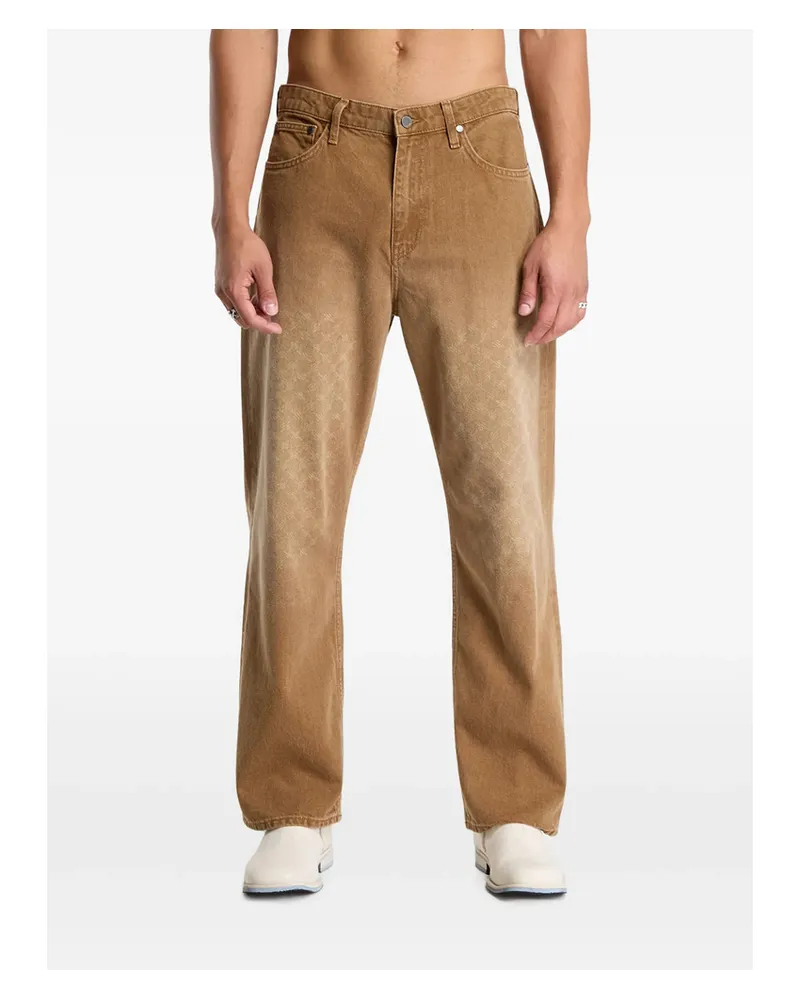 Daily Paper Amba Faded Monogram Straight-leg Jeans Neutrals