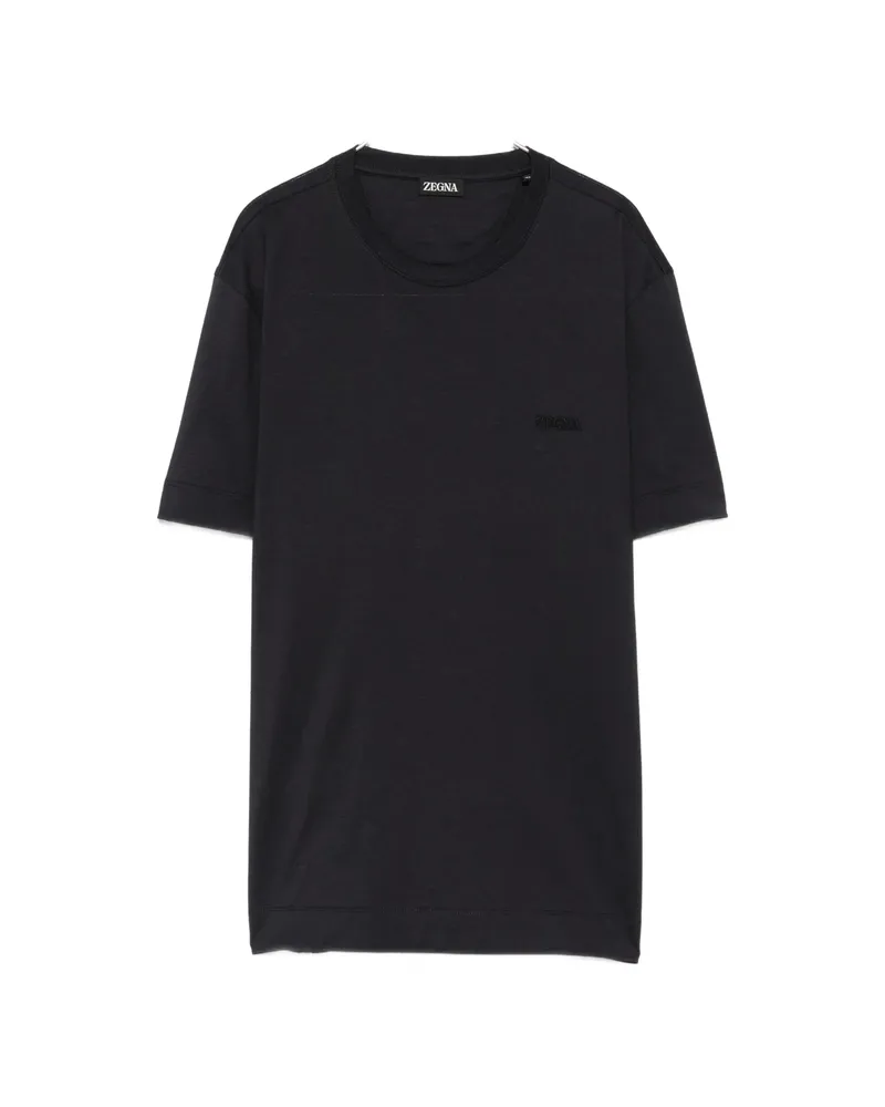 Ermenegildo Zegna Logo-embroidered Cotton T-shirt Grey