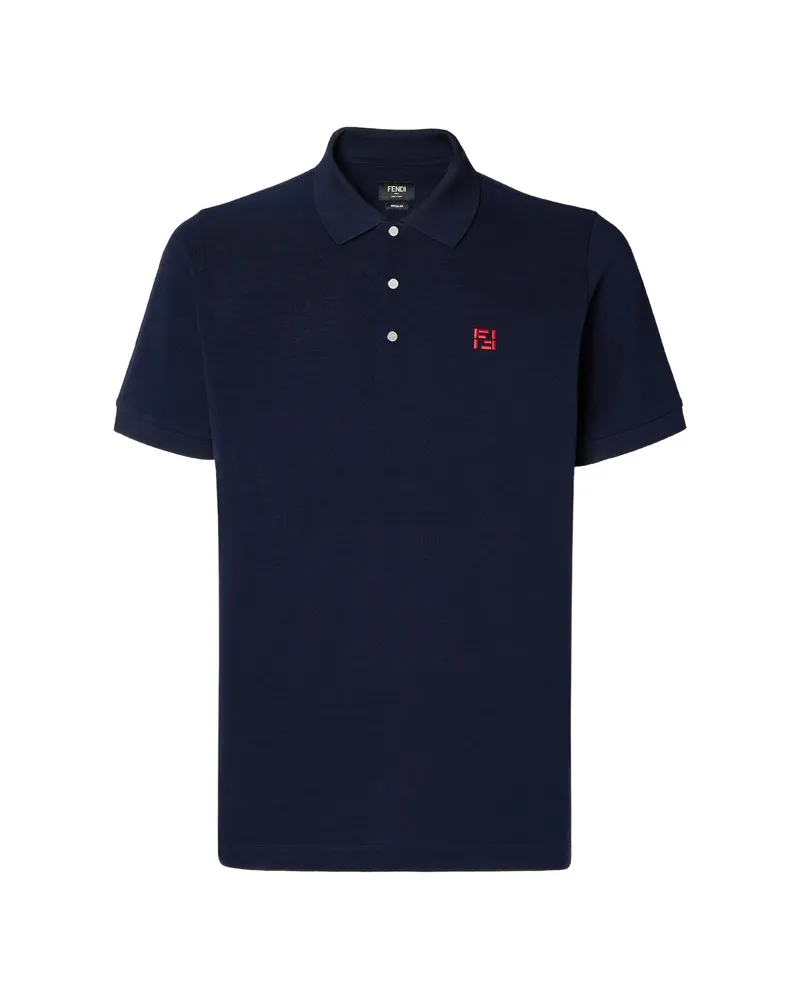 Fendi FF-embroidered Polo Shirt Blue