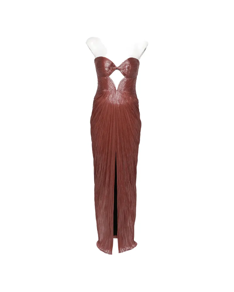 Maria Lucia Hohan Cut-out Plissé Maxi Dress Red