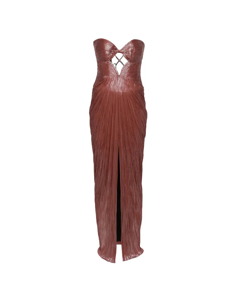 Maria Lucia Hohan Cut-out Plissé Maxi Dress Red
