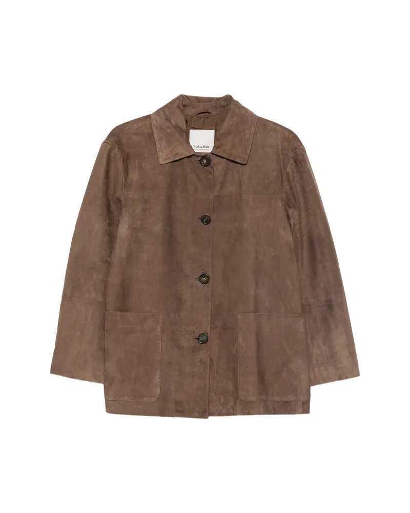 Max Mara Smmastrale Button-fastening Leather Jacket Brown
