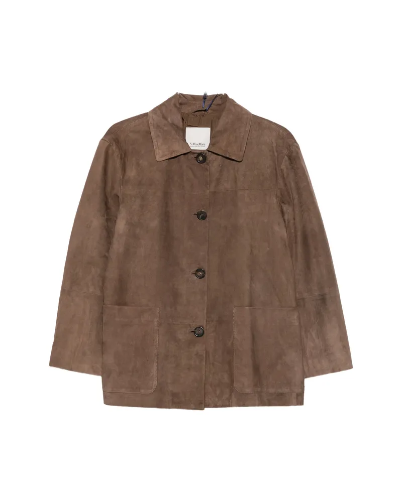 Max Mara Smmastrale Button-fastening Leather Jacket Brown