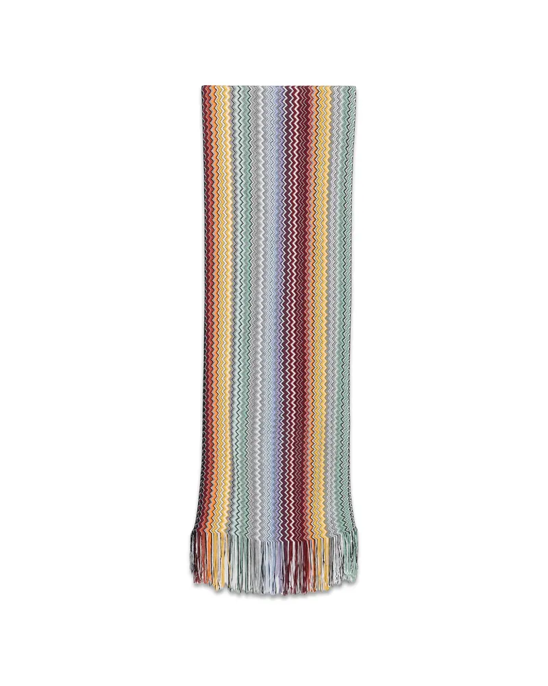 Missoni Zig-zag-knit Fringed Scarf Grey