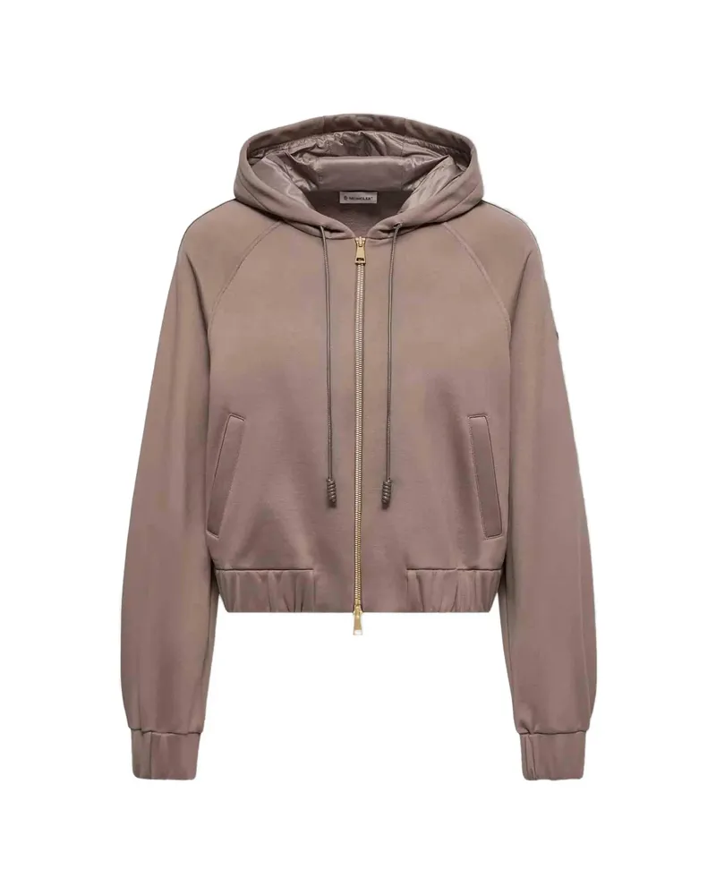Moncler Logo-patch Zip-up Hoodie Brown