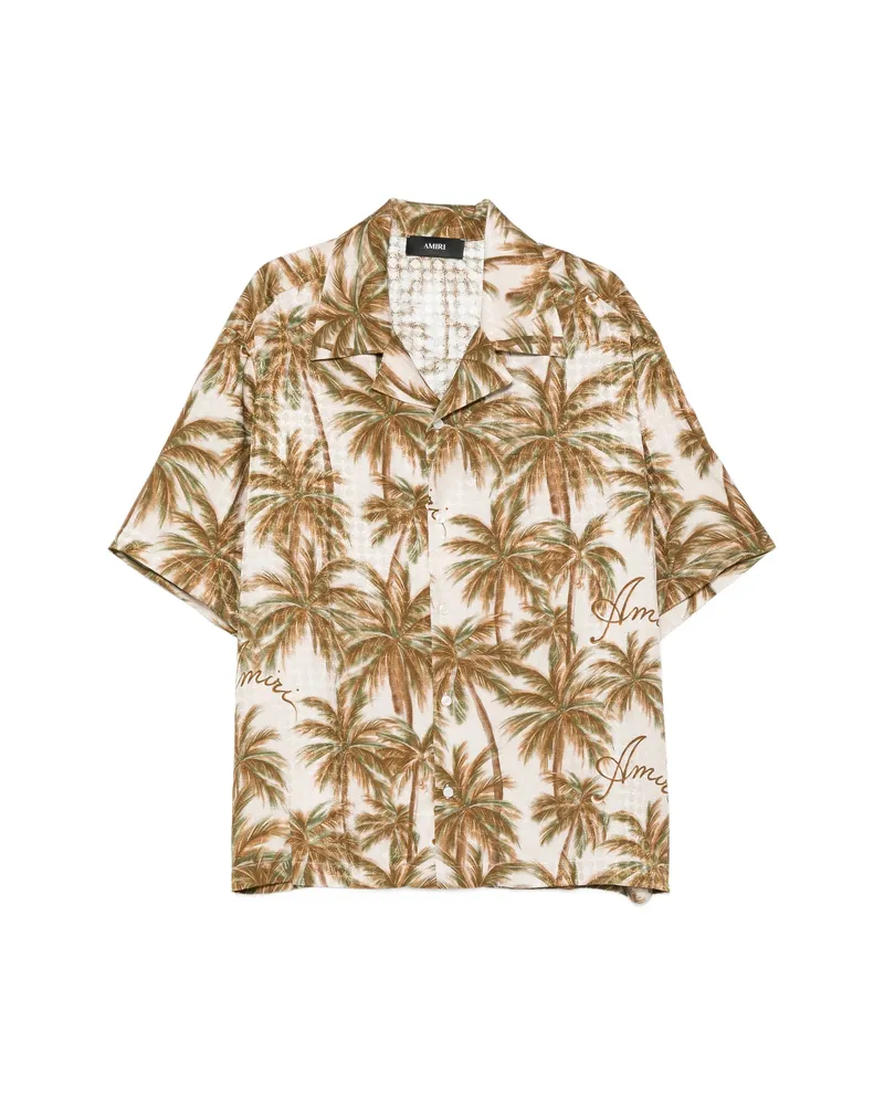 Amiri Palm-tree-print Silk Shirt Neutrals