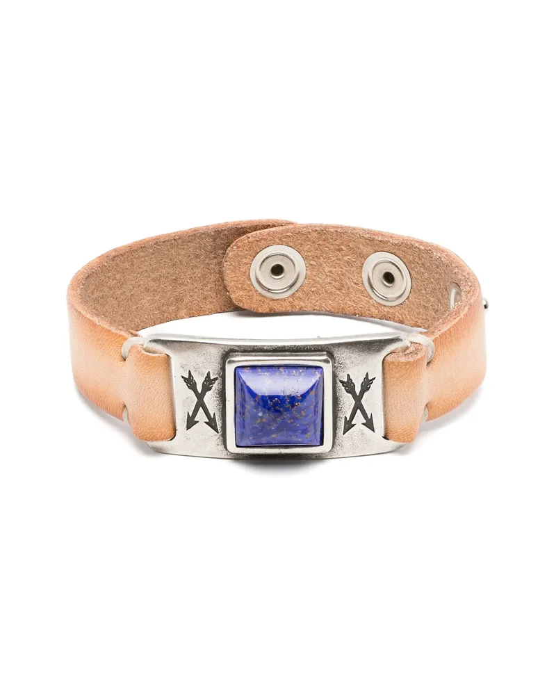 ERALDO Lapis-lazuli-embellished Leather Bracelet Neutrals