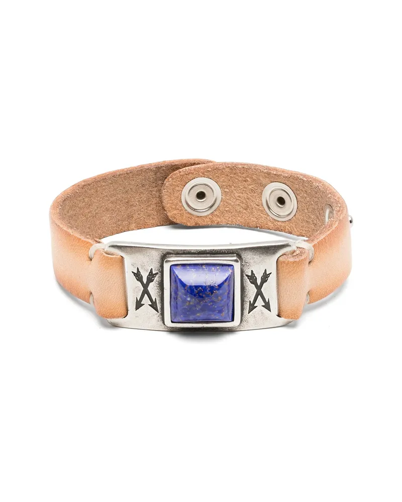 ERALDO Lapis-lazuli-embellished Leather Bracelet Neutrals