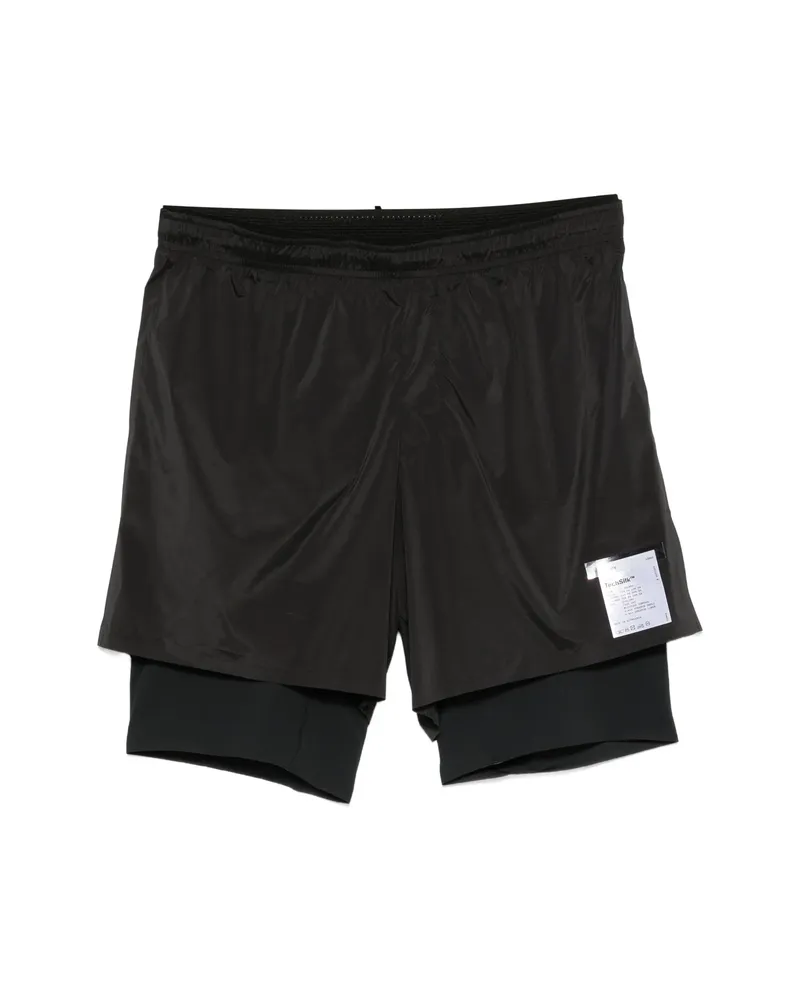 Satisfy Layered Logo-print Shorts Black