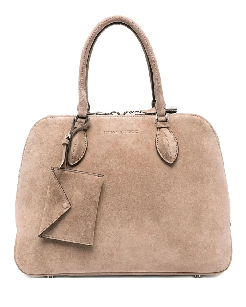 Ermanno Scervino Zip-fastening Suede Tote Bag Neutrals