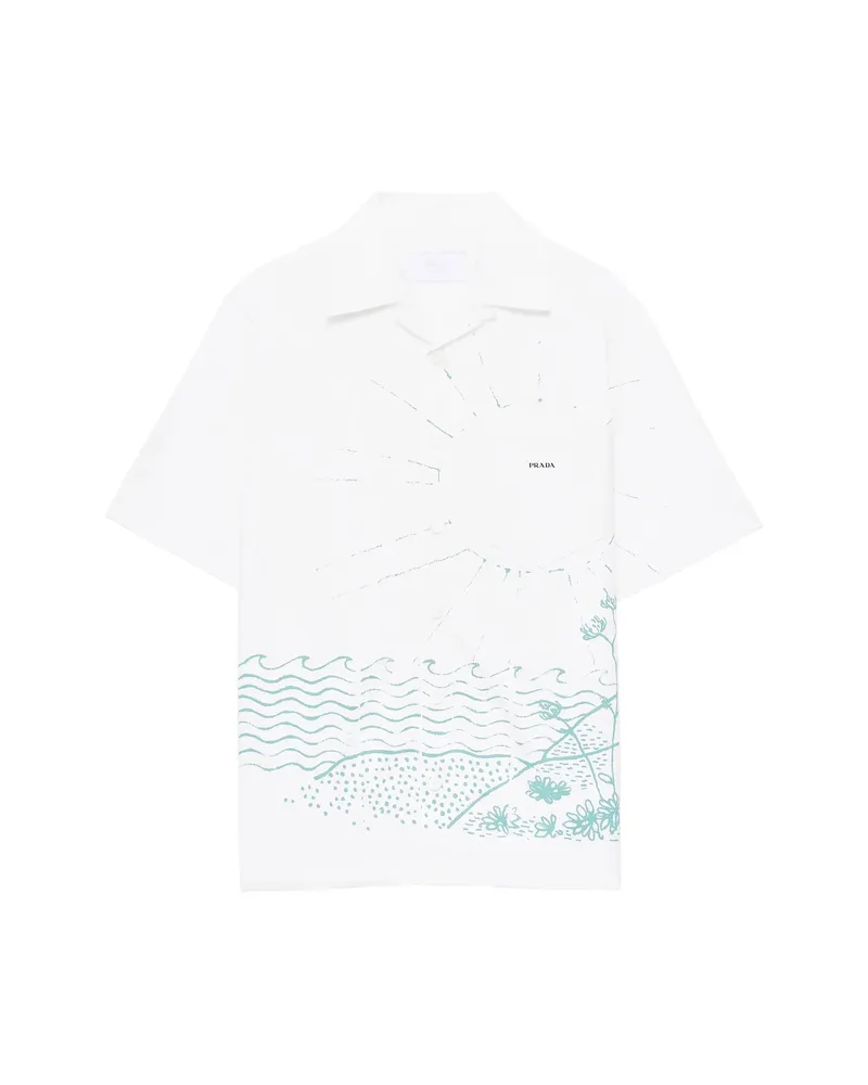 Prada Wave-print Oversized Shirt White