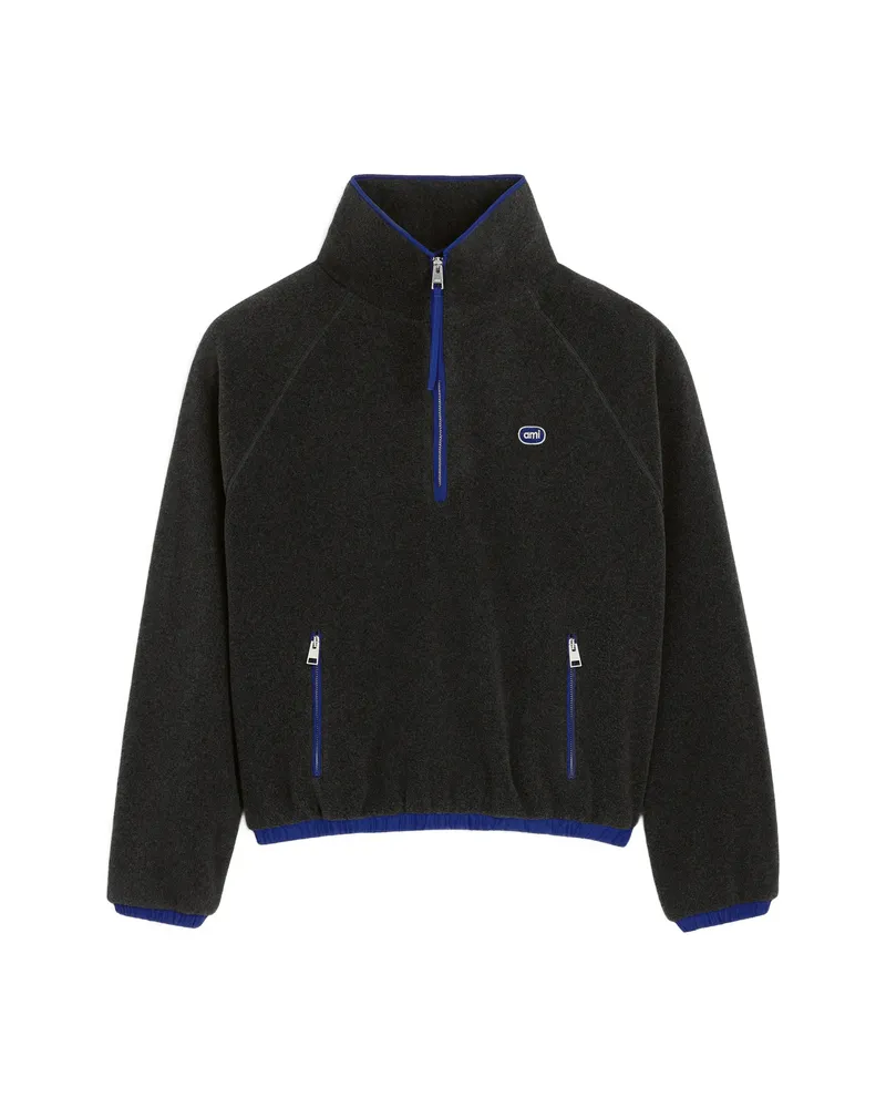 AMI Paris Fleece Vareuse With Ami Patch Grey