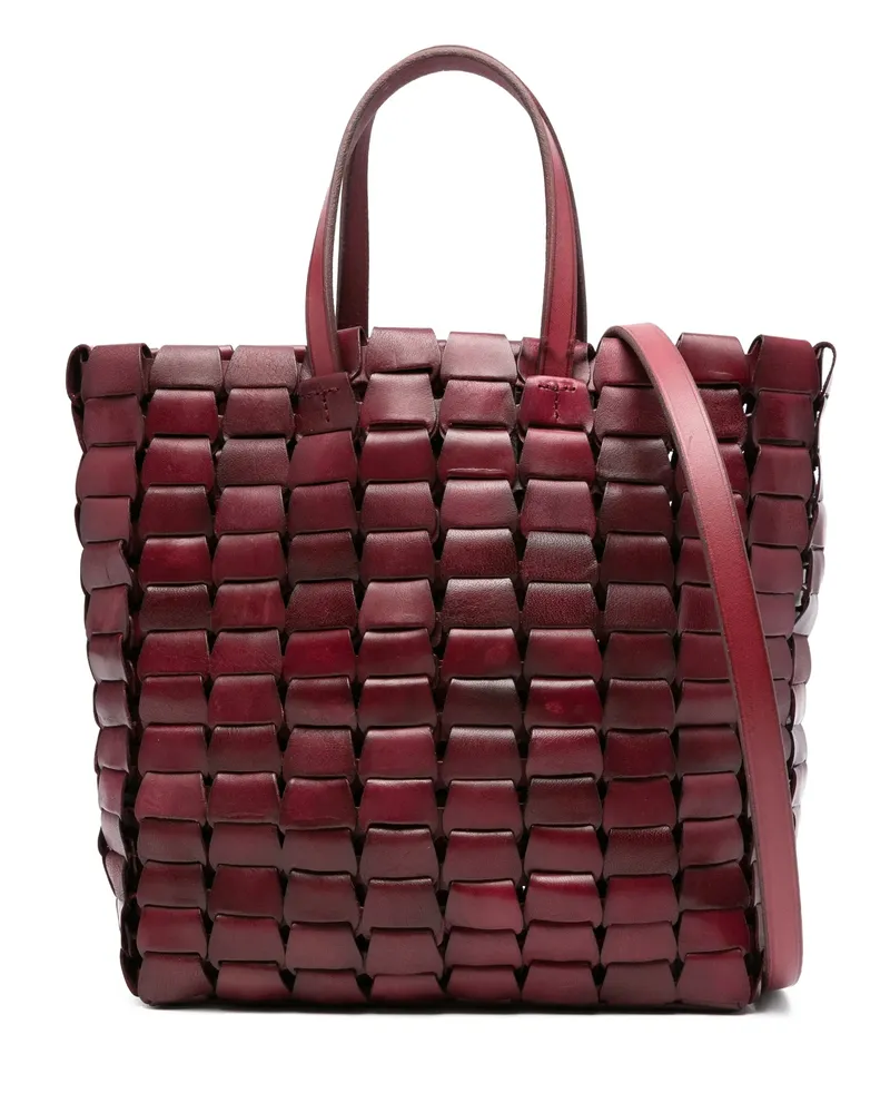 Dragon Diffusion Woven Leather Tote Bag Red