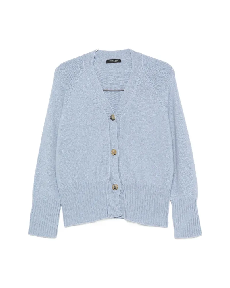 ARAGONA V-neck Ribbed-knit Cardigan Blue