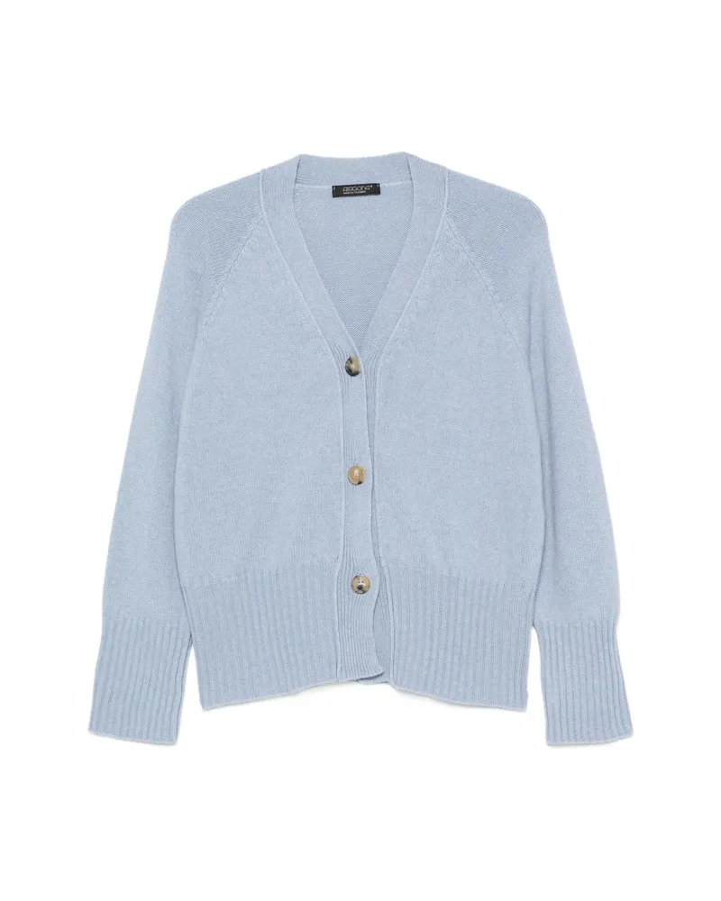 ARAGONA V-neck Ribbed-knit Cardigan Blue