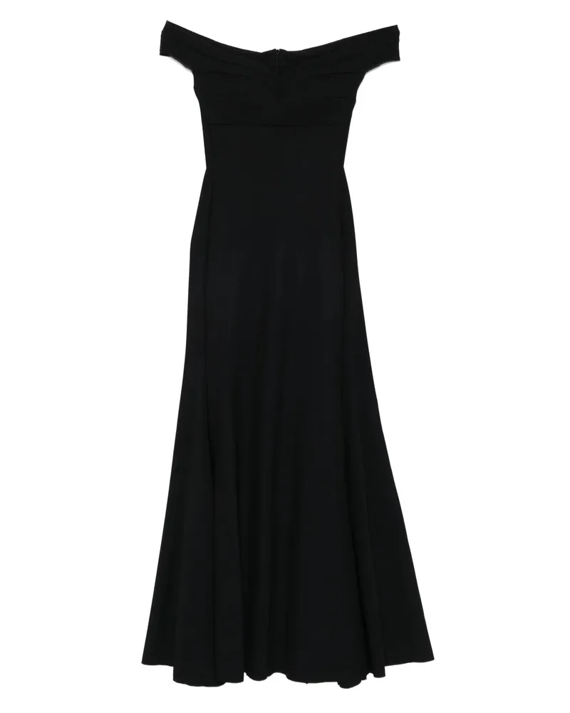 Chiara Boni Off-shoulder Flared Midi Dress Black