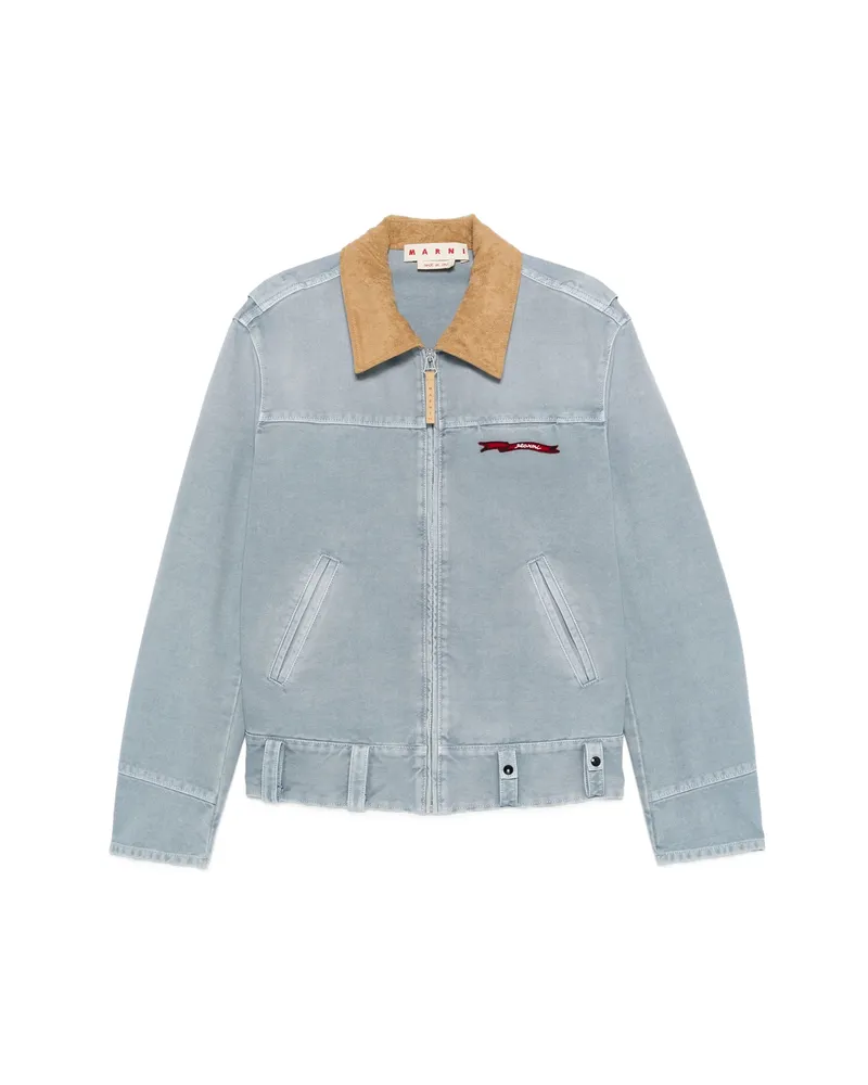 Marni Contrast-collar Zip-fastening Jacket Blue