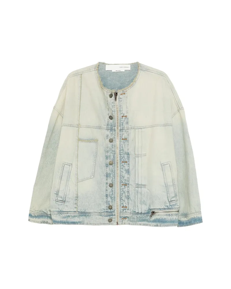 Isabel Benenato Frayed-hem Jacket Blue