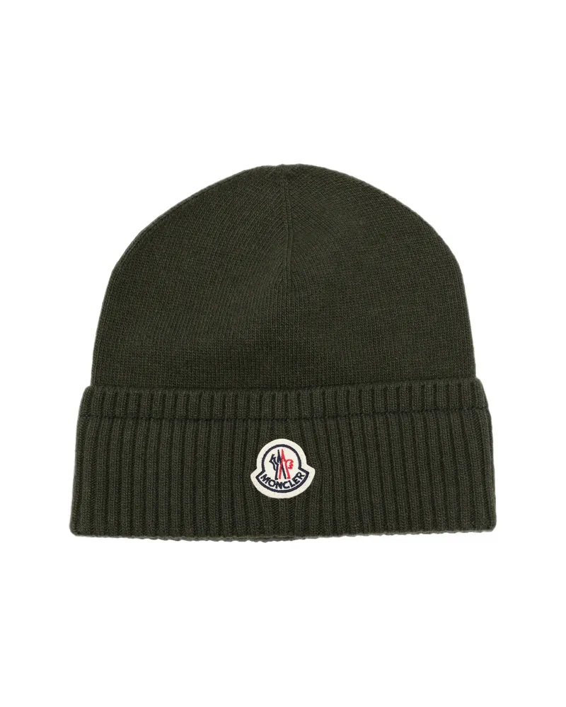 Moncler Logo-patch Ribbed-trim Hat Green