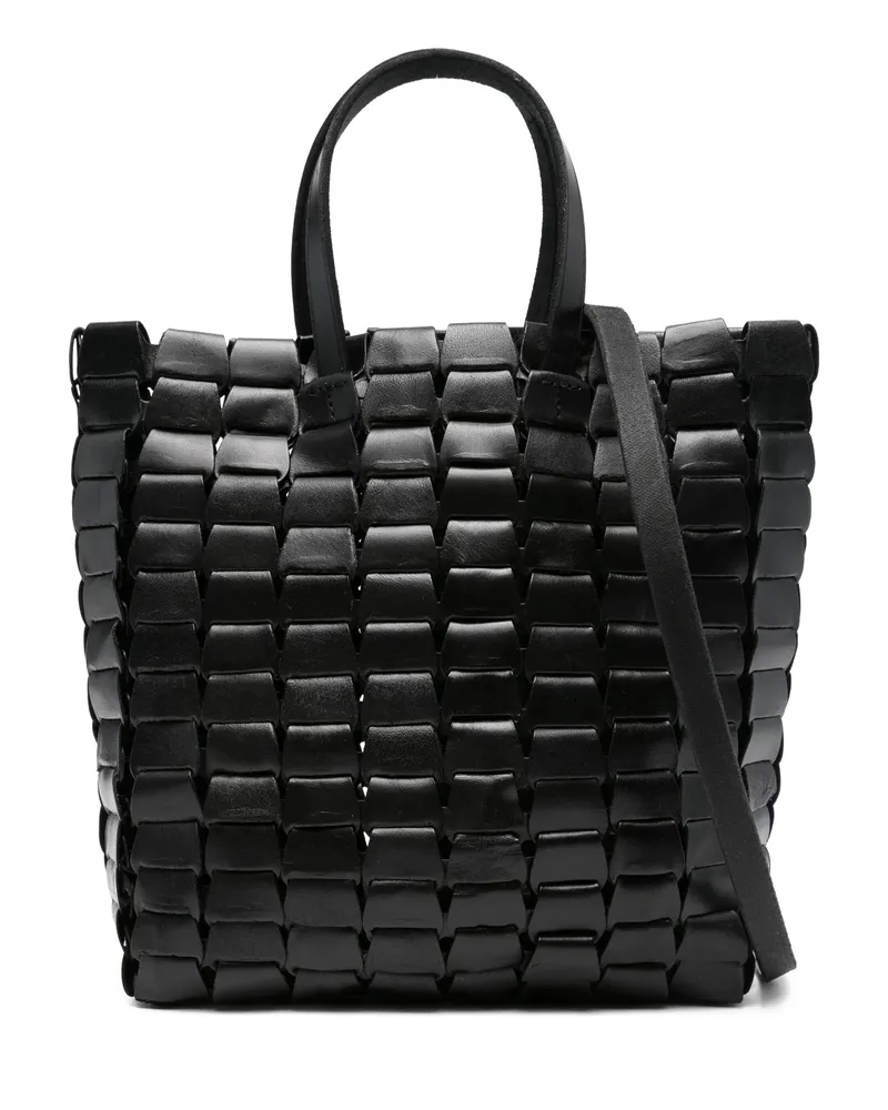 Dragon Diffusion Leather Woven Tote Bag Black