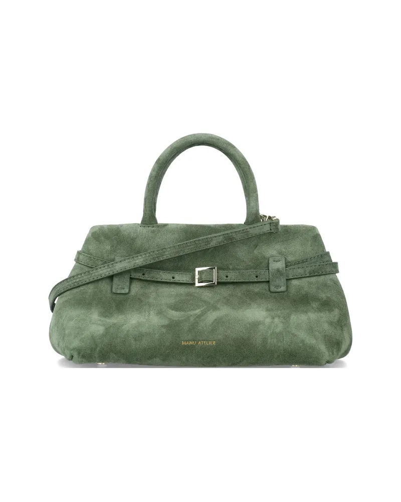 Manu Atelier 25 Le Cambon Suede Tote Bag Green