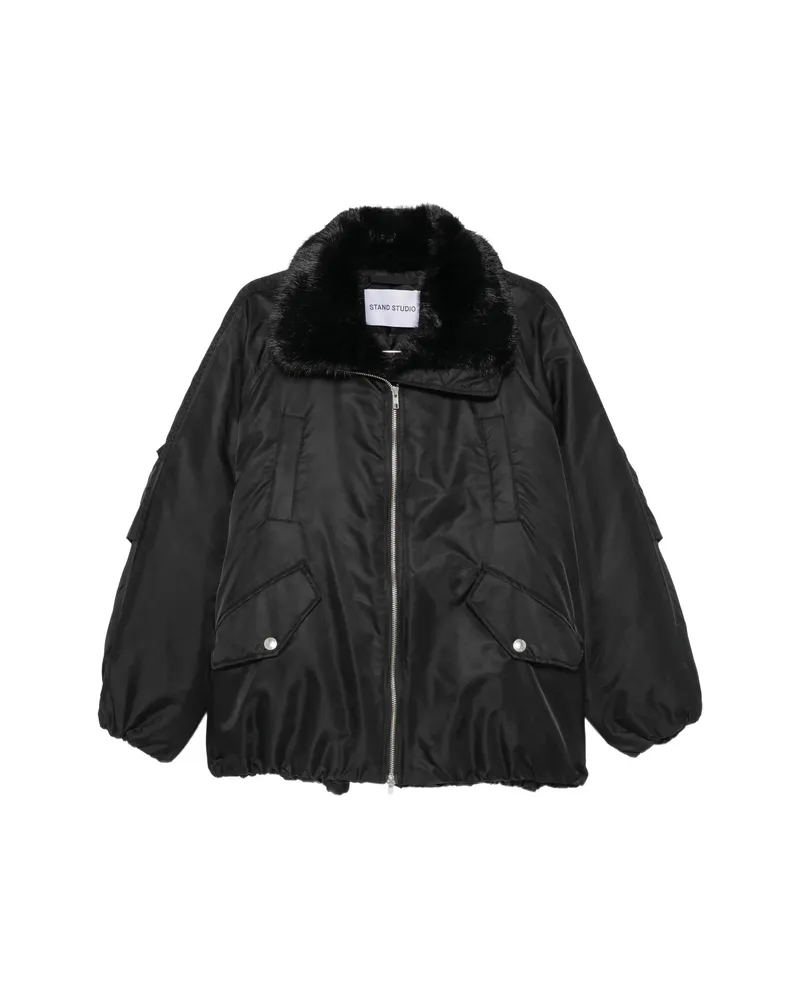 STAND Faux-fur Collar Bomber Jacket Black