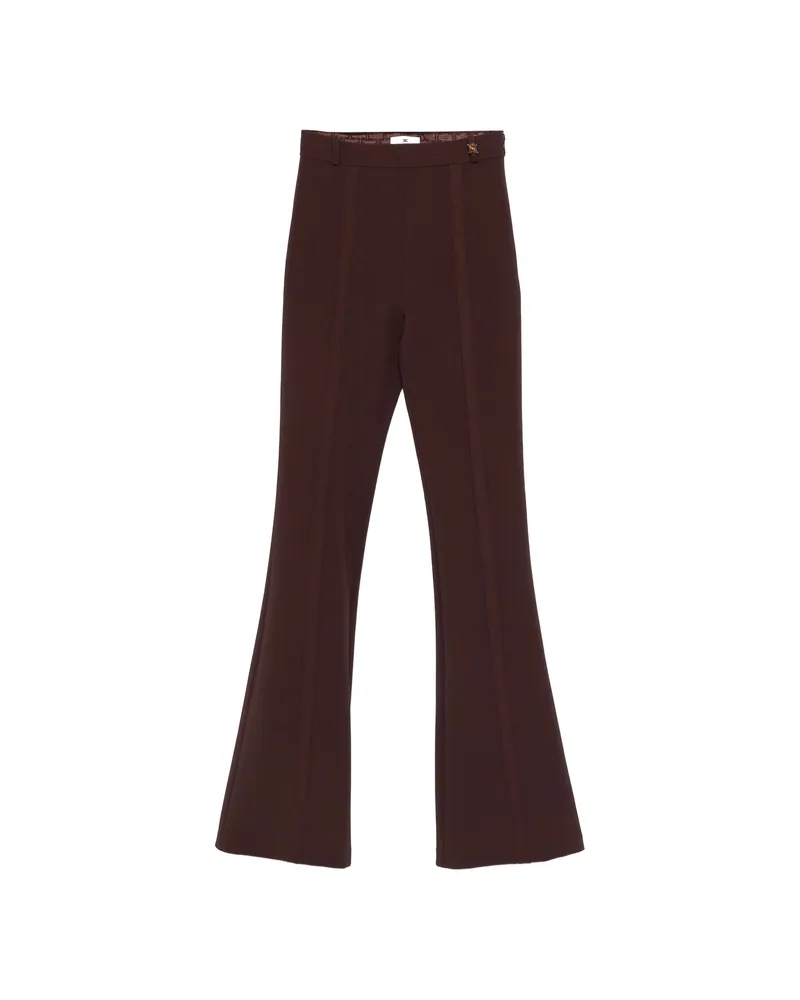 Elisabetta Franchi Crepe Flared Trousers Brown